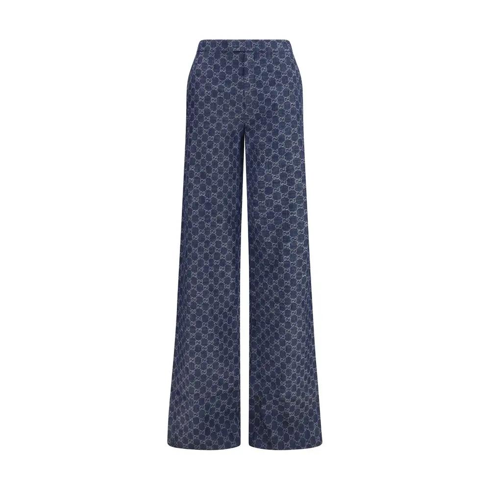 Gucci Blue Cotton Casual Pants