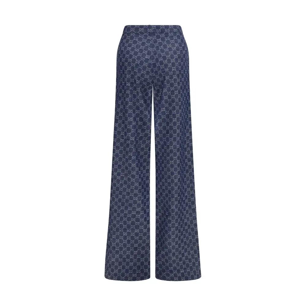Gucci Blue Cotton Casual Pants