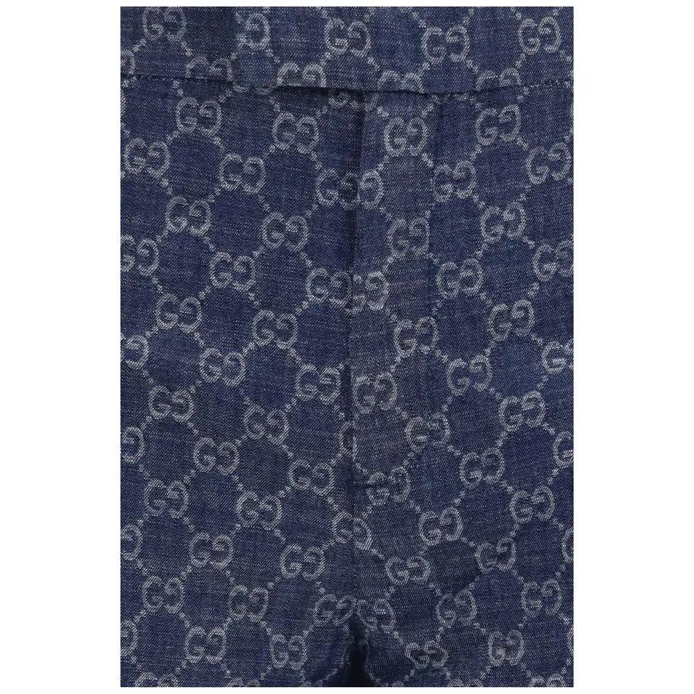 Gucci Blue Cotton Casual Pants