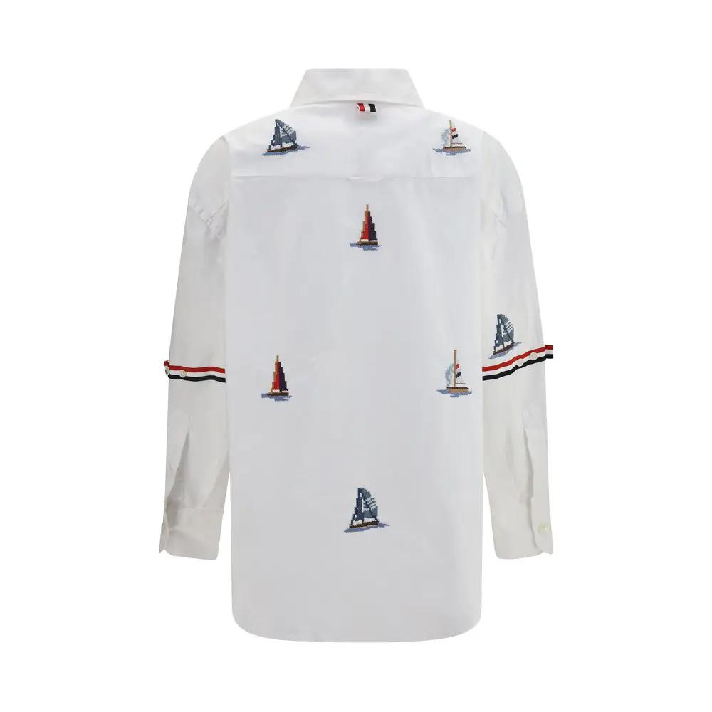 Thom Browne White Cotton Pattern Shirt