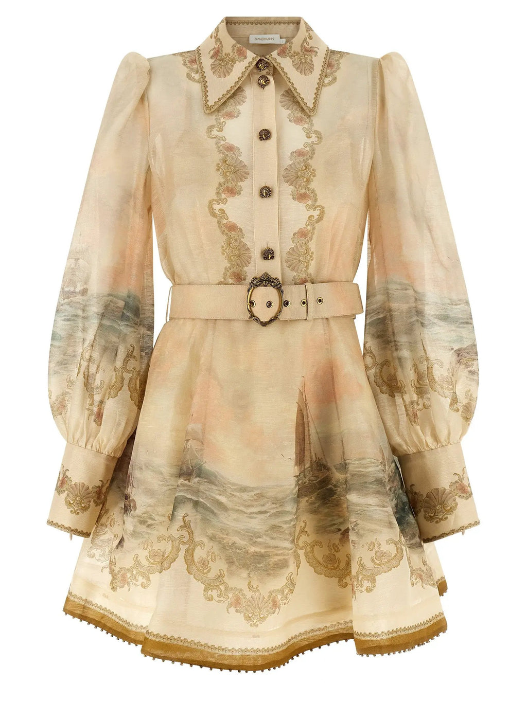 Zimmermann Beige Linen Short Dress