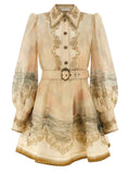 Zimmermann Beige Linen Short Dress