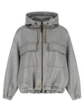 Brunello Cucinelli Silver Cotton Bomber