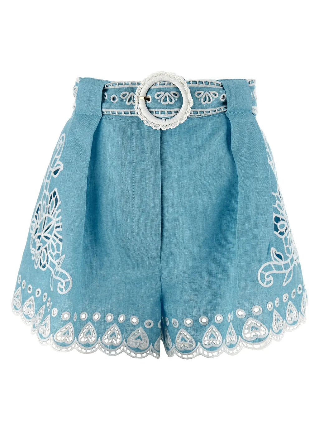FARM RIO Blue Linen Bermuda Shorts