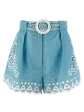 FARM RIO Blue Linen Bermuda Shorts