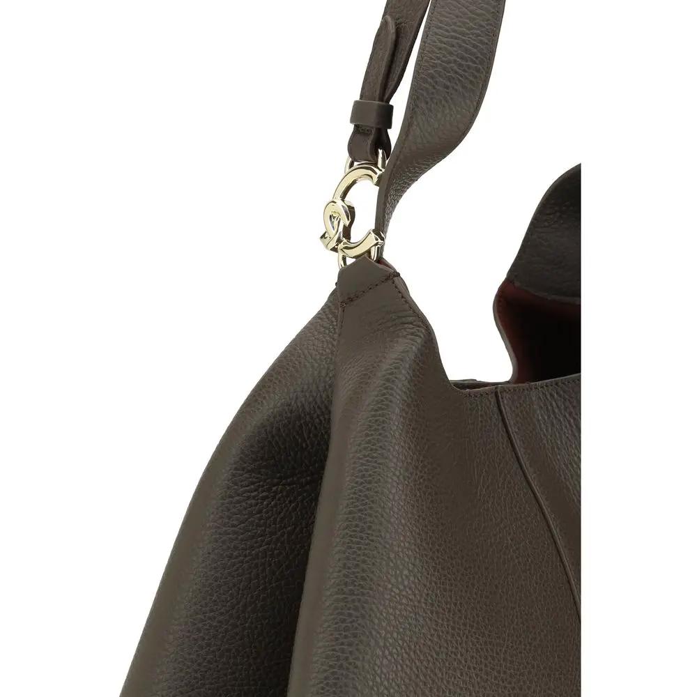 Coccinelle Brown Calf Leather Bos Taurus Shoulder Bag