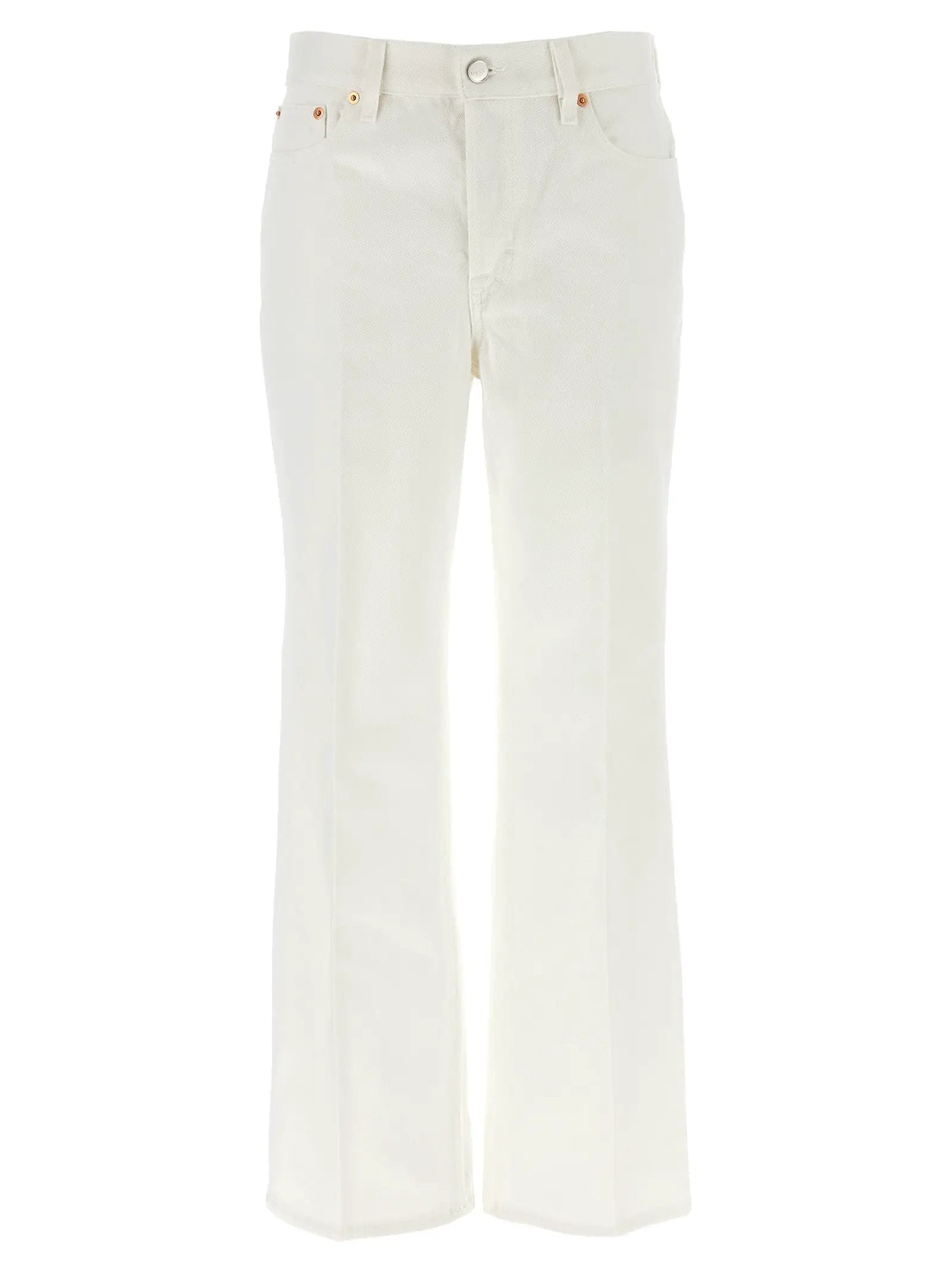 Gucci White Cotton Cropped Jeans