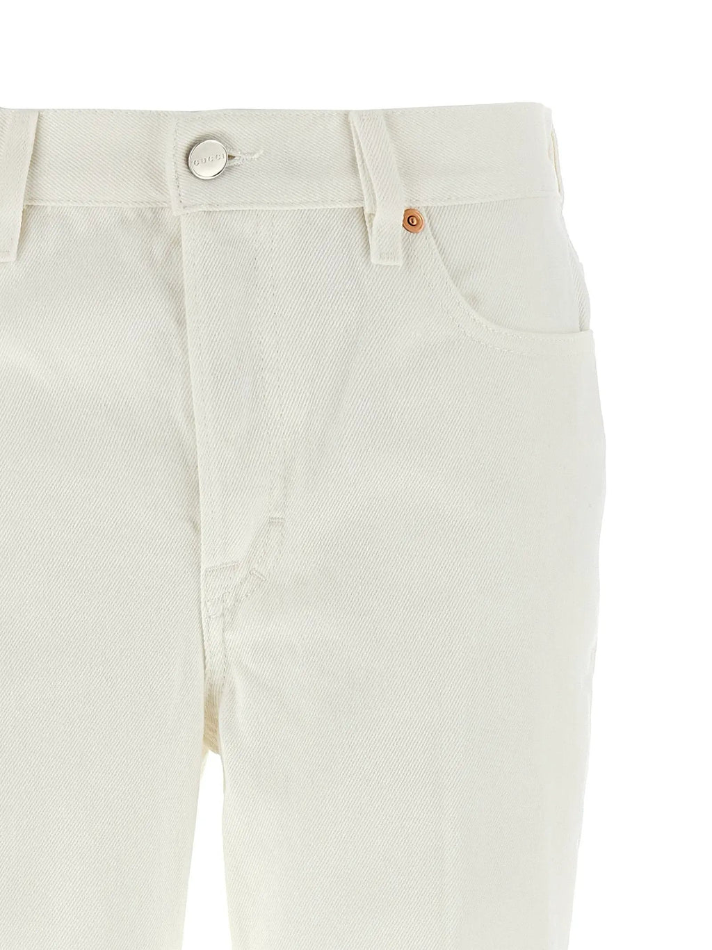 Gucci White Cotton Cropped Jeans