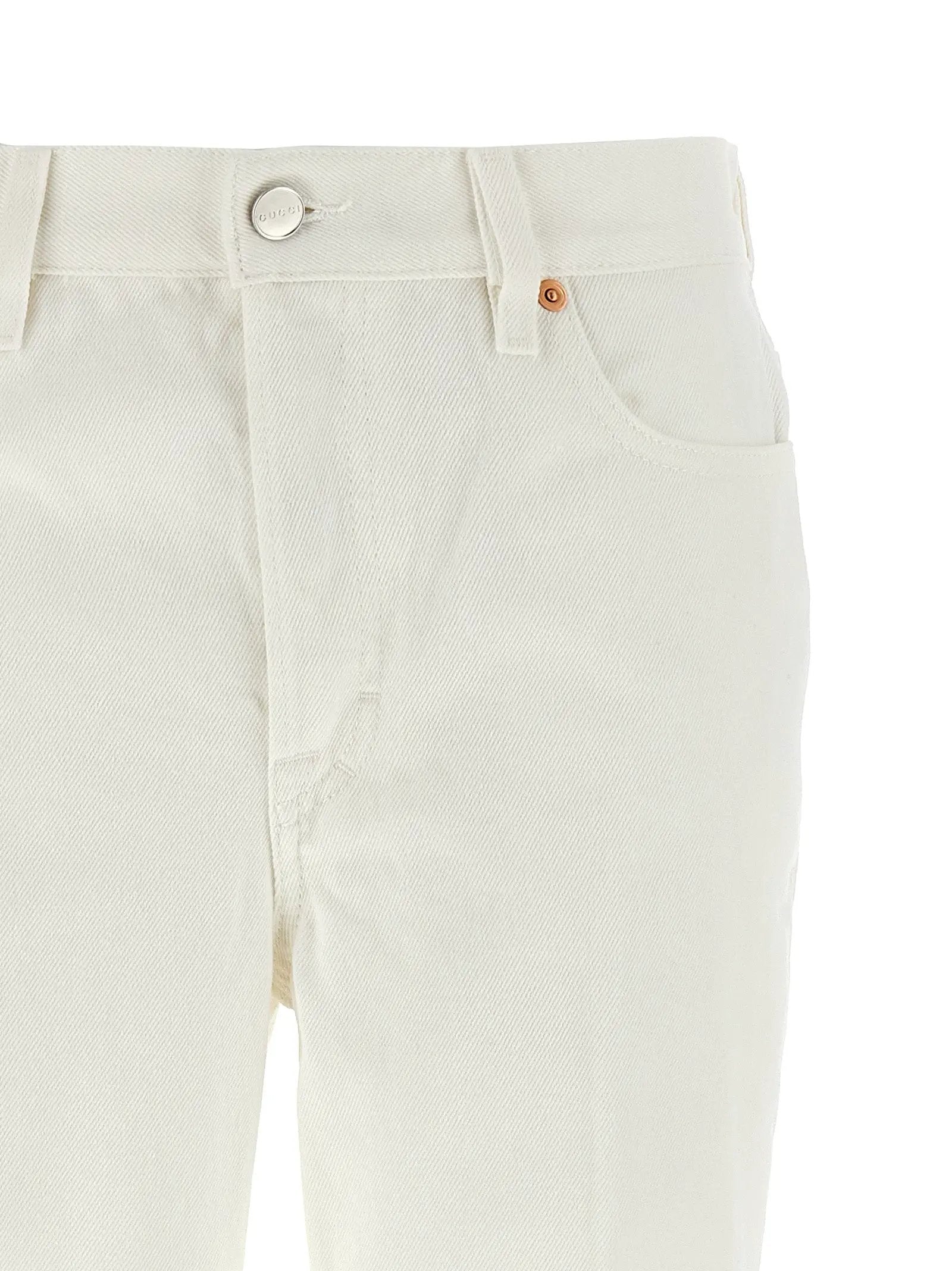 Gucci White Cotton Cropped Jeans