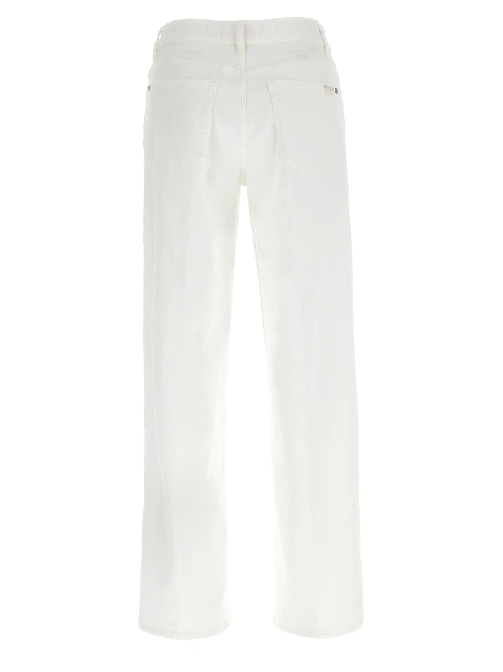 7 For All Mankind White Cotton Straight-Leg Jeans
