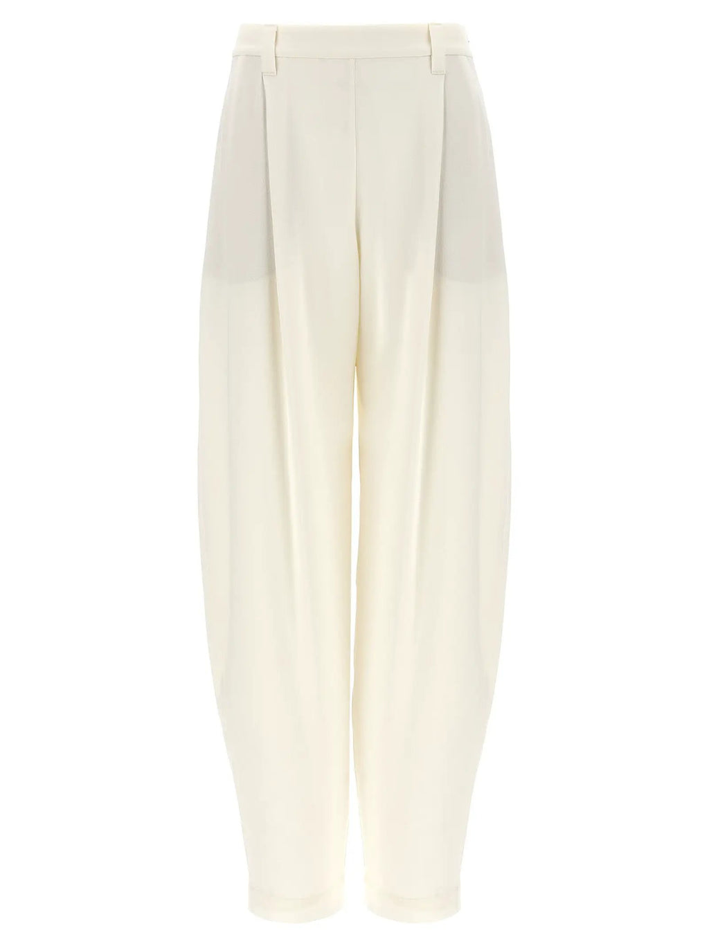 Brunello Cucinelli White Silk Casual Pants