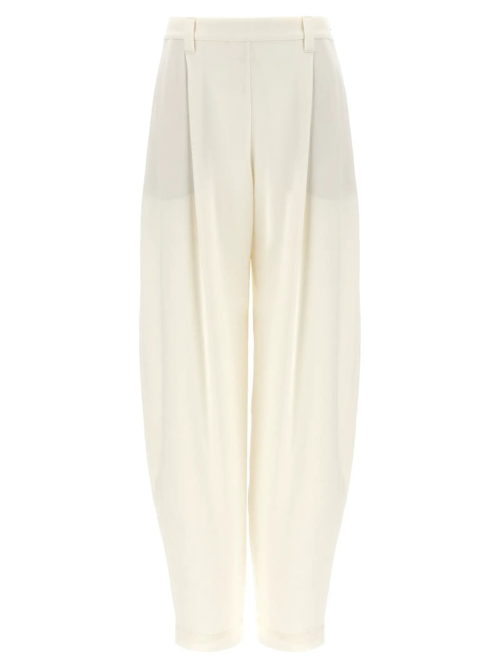 Brunello Cucinelli White Silk Casual Pants