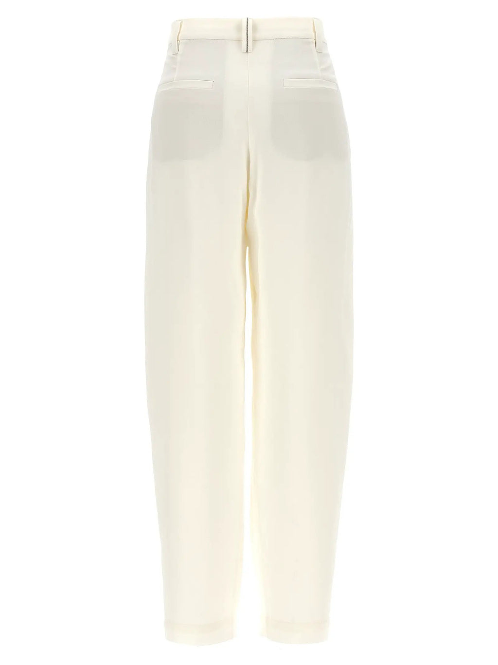 Brunello Cucinelli White Silk Casual Pants