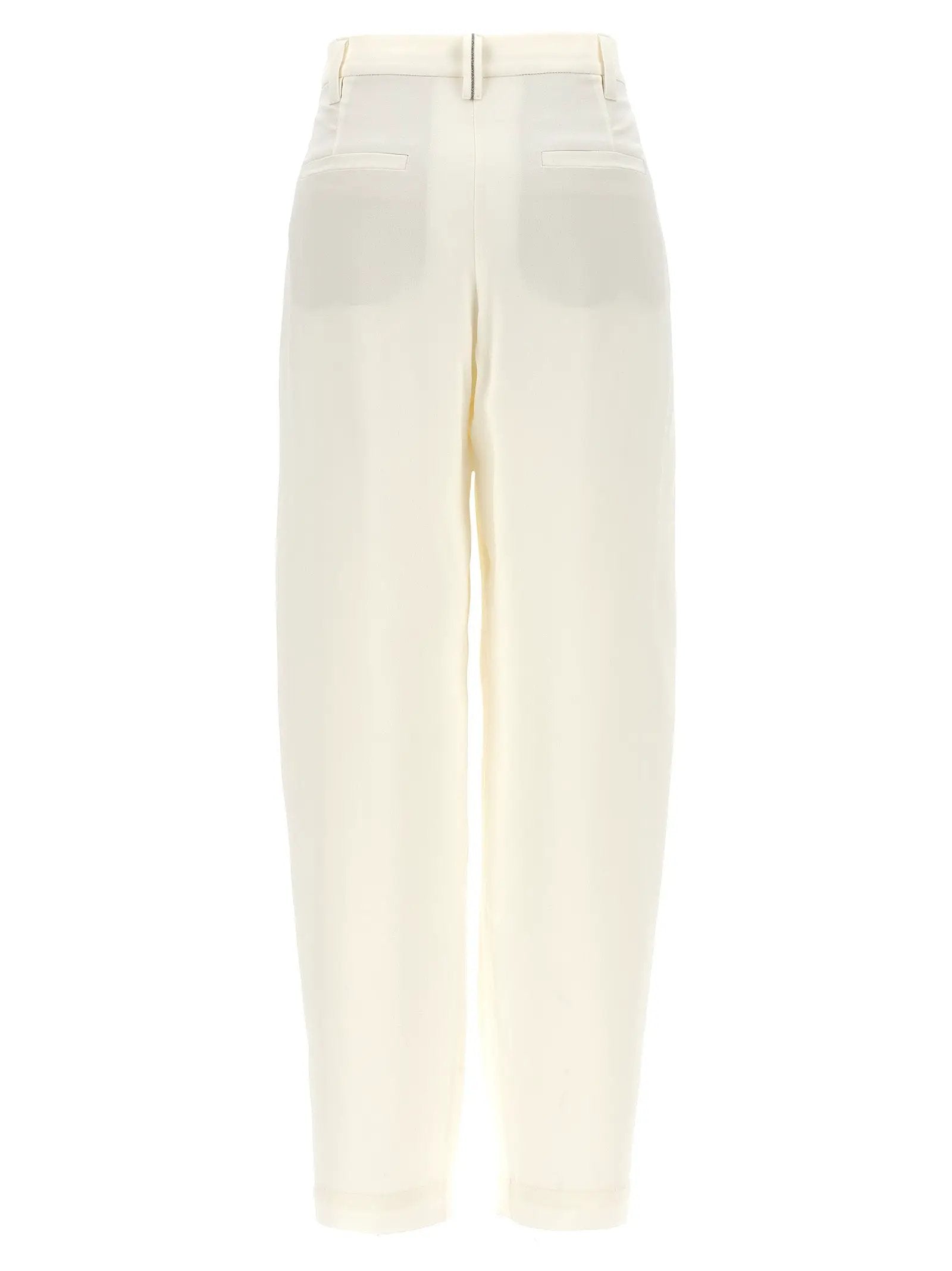 Brunello Cucinelli White Silk Casual Pants