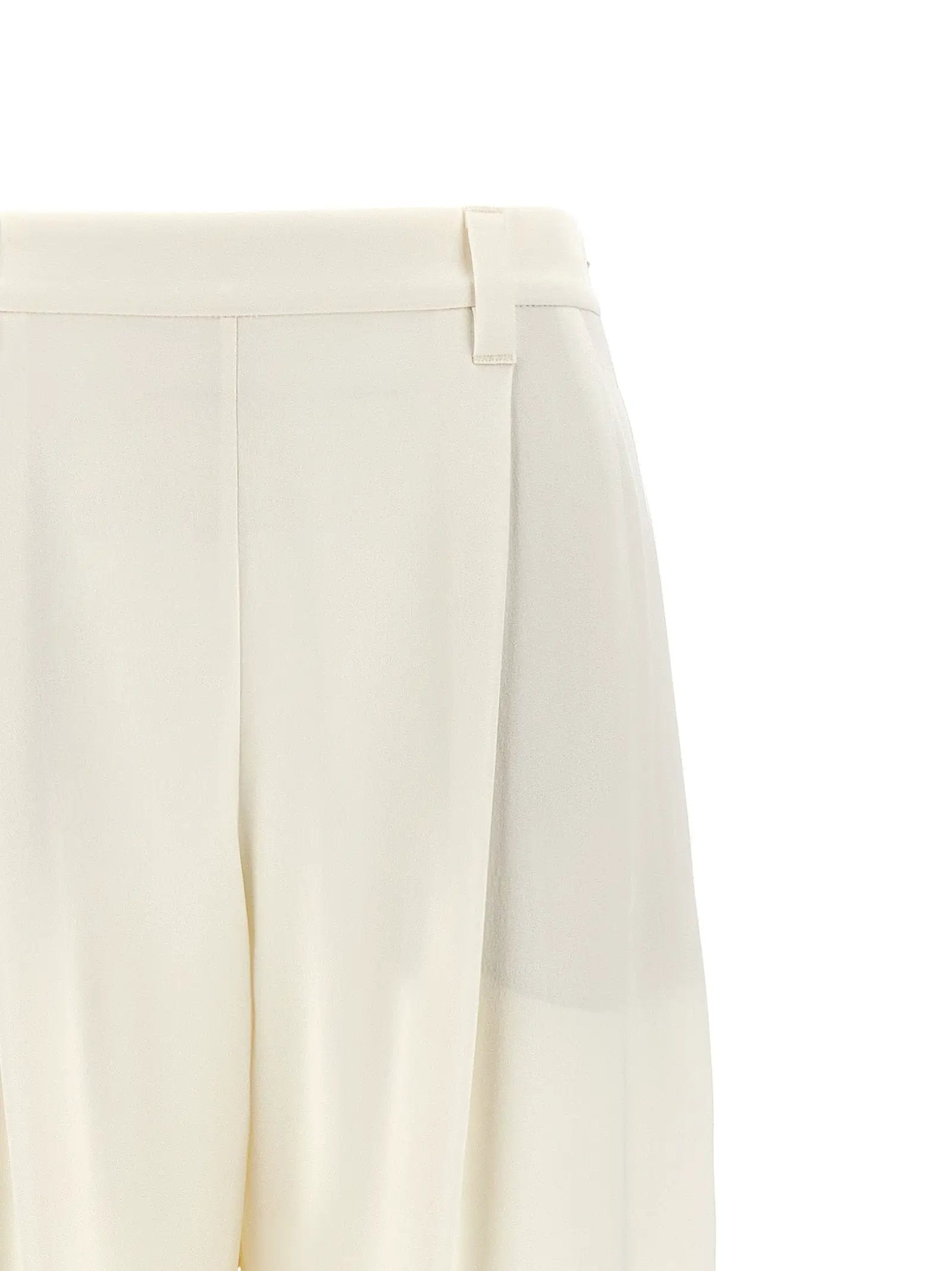 Brunello Cucinelli White Silk Casual Pants