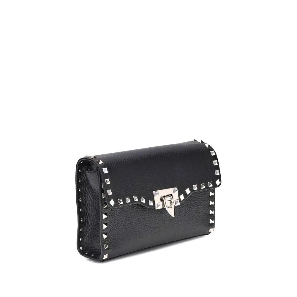 Valentino Garavani Black Calf Leather Bos Taurus Shoulder Bag