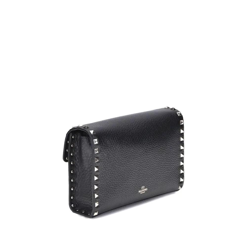 Valentino Garavani Black Calf Leather Bos Taurus Shoulder Bag