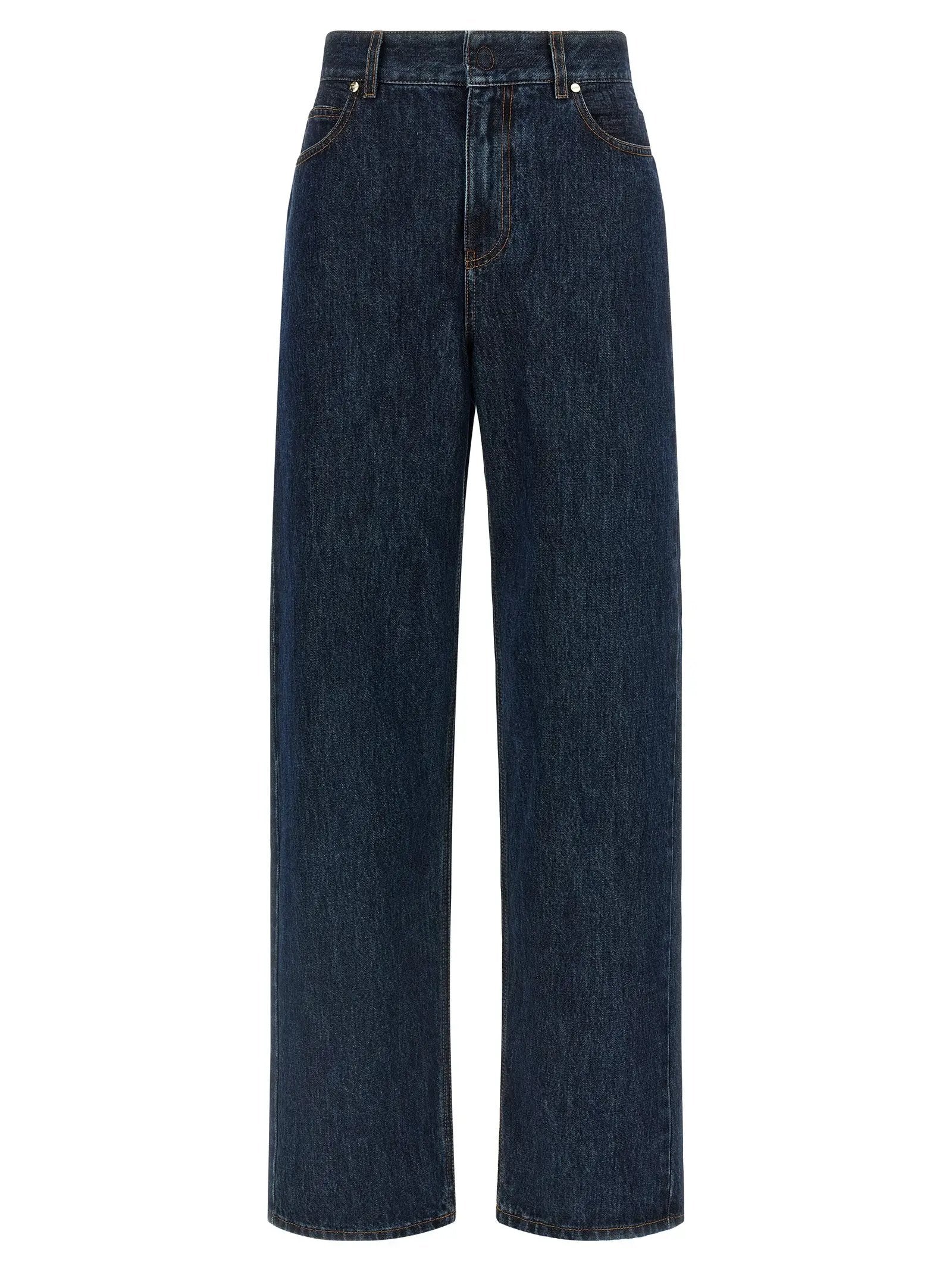 Fendi Blue Cotton Straight-Leg Jeans