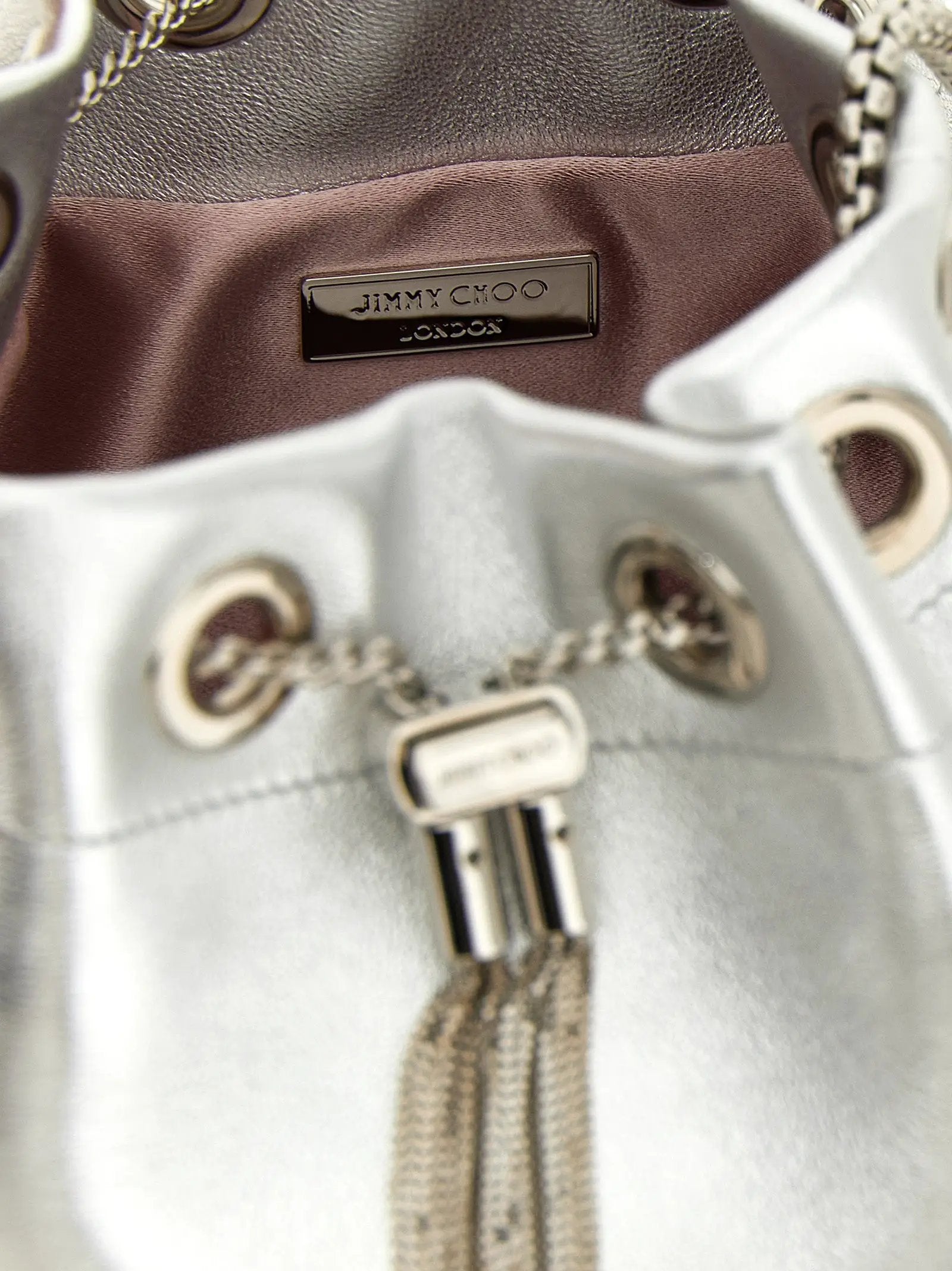 Jimmy Choo Silver Lamb Leather Handbag