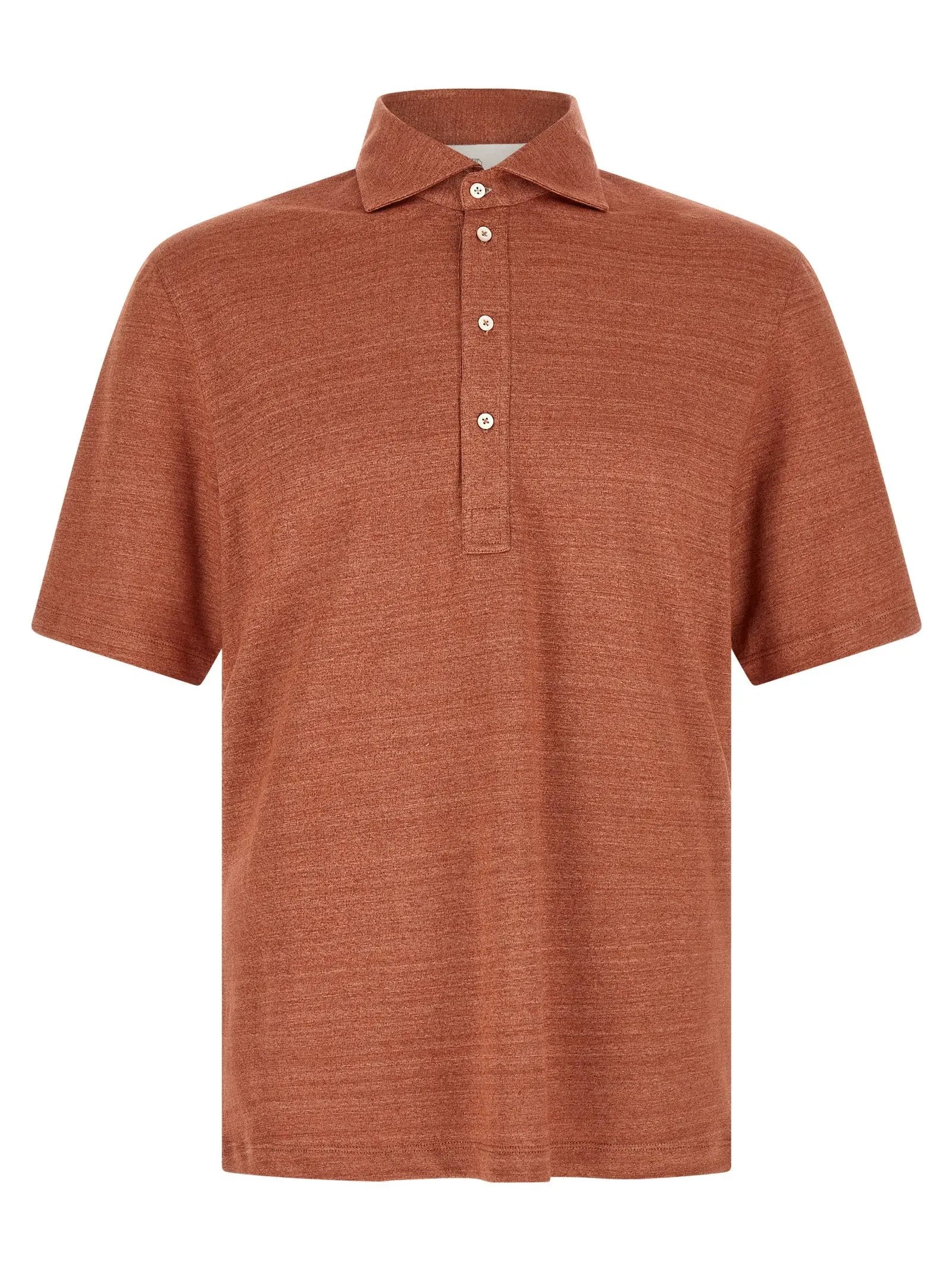Brunello Cucinelli Orange Linen Polo Shirt