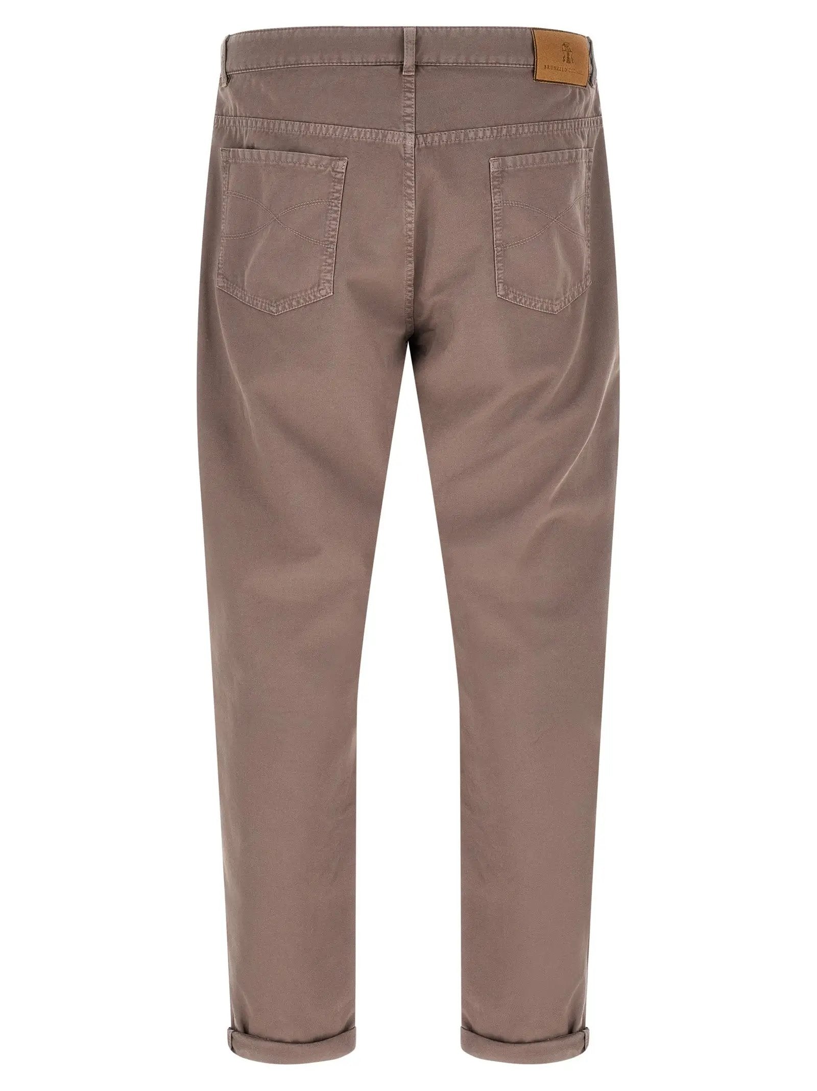 Pantalon décontracté en coton marron Brunello Cucinelli