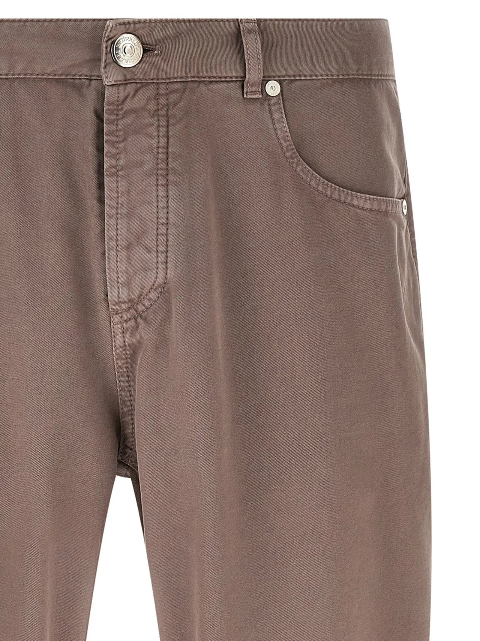 Pantalon décontracté en coton marron Brunello Cucinelli