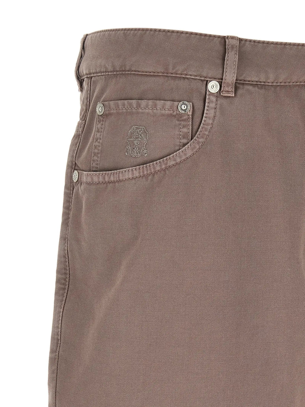 Pantalon décontracté en coton marron Brunello Cucinelli