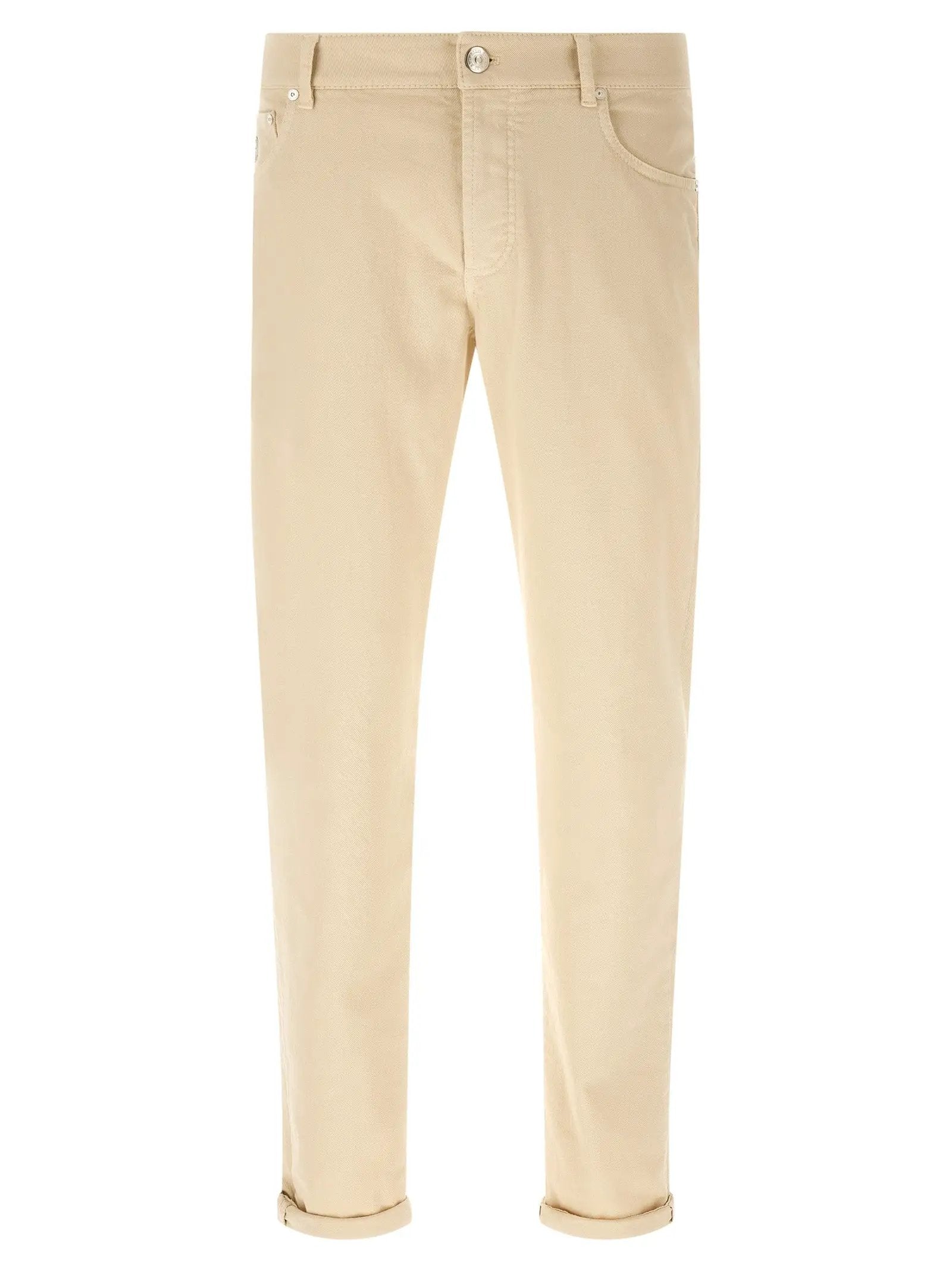 Brunello Cucinelli Jean droit en coton beige