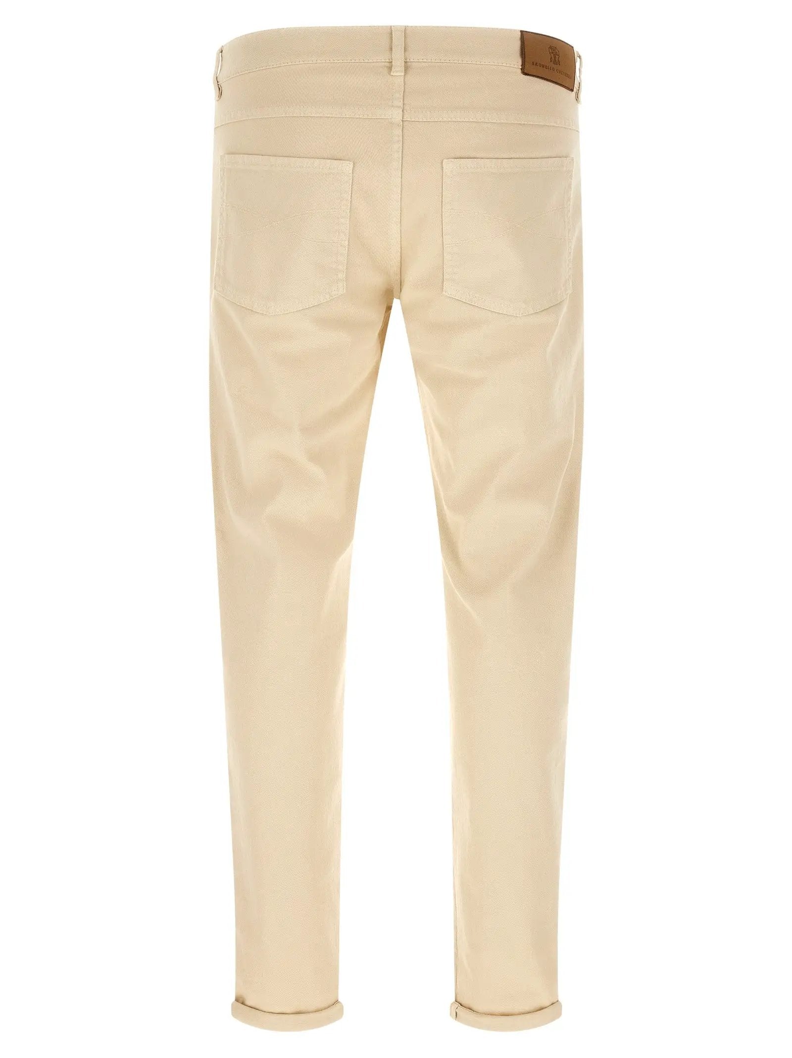 Brunello Cucinelli Jean droit en coton beige