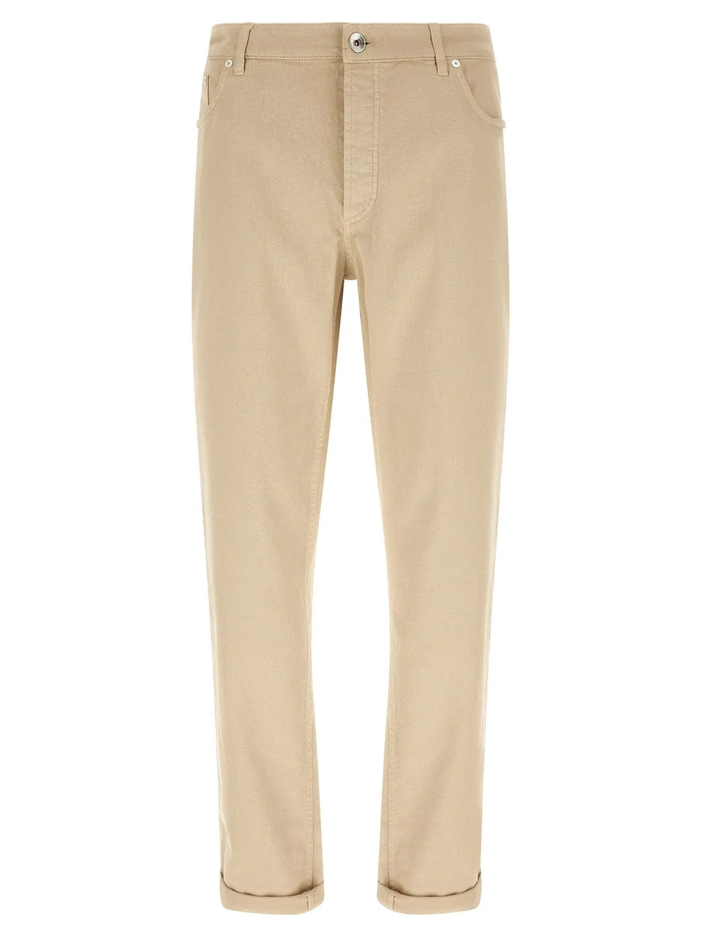 Brunello Cucinelli Beige Cotton Tapered Jeans