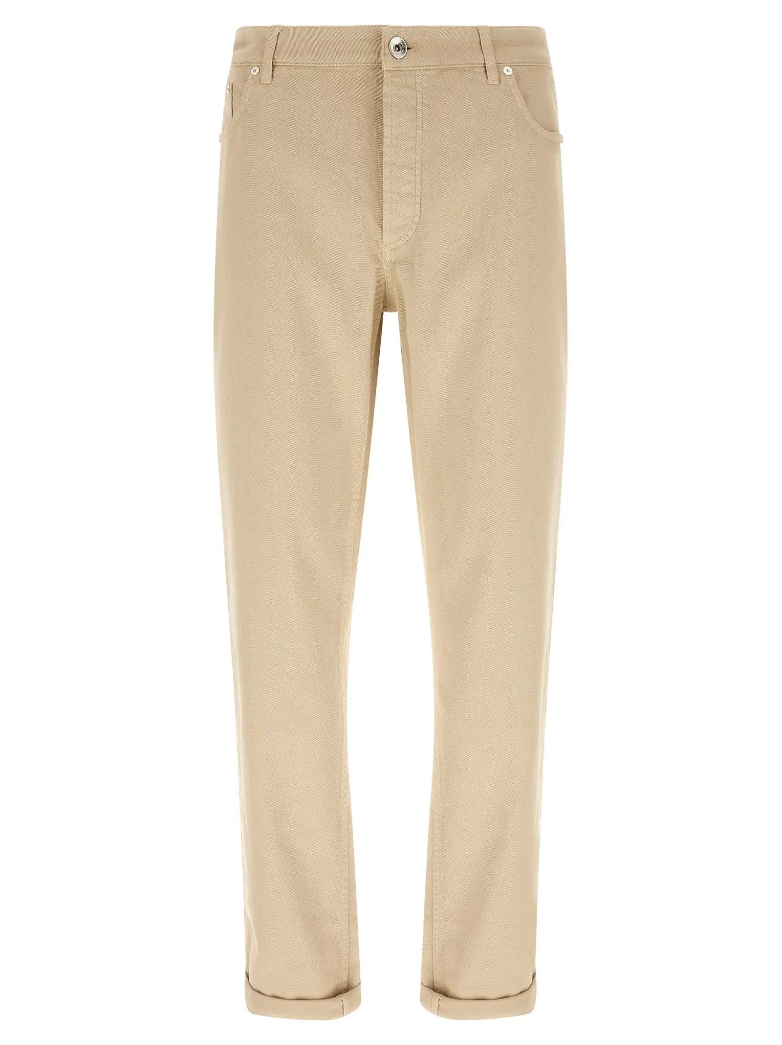 Brunello Cucinelli Beige Cotton Tapered Jeans