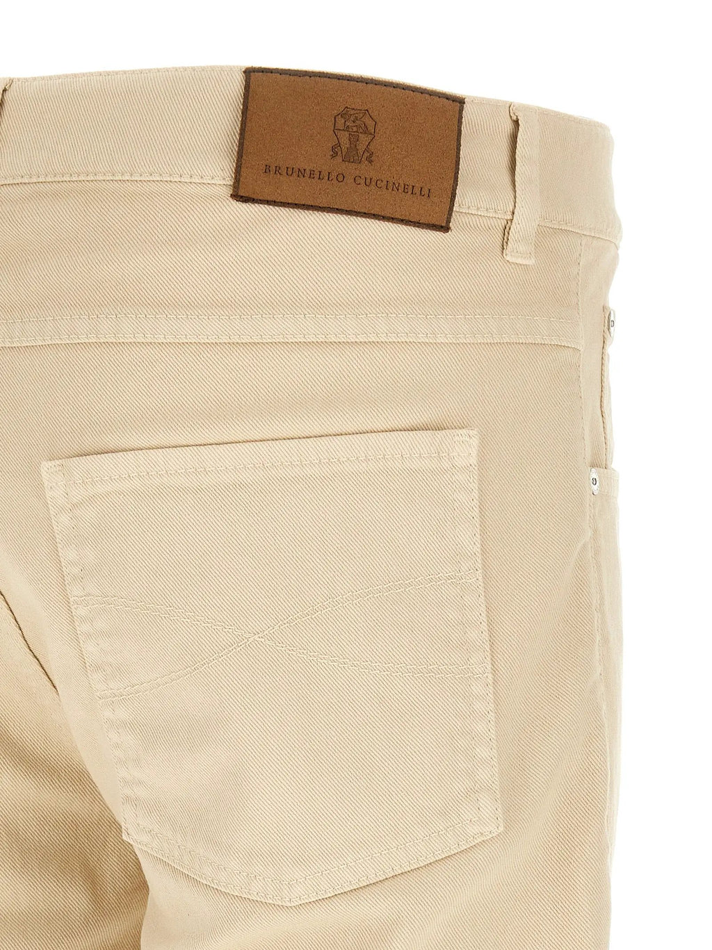 Brunello Cucinelli Jean droit en coton beige