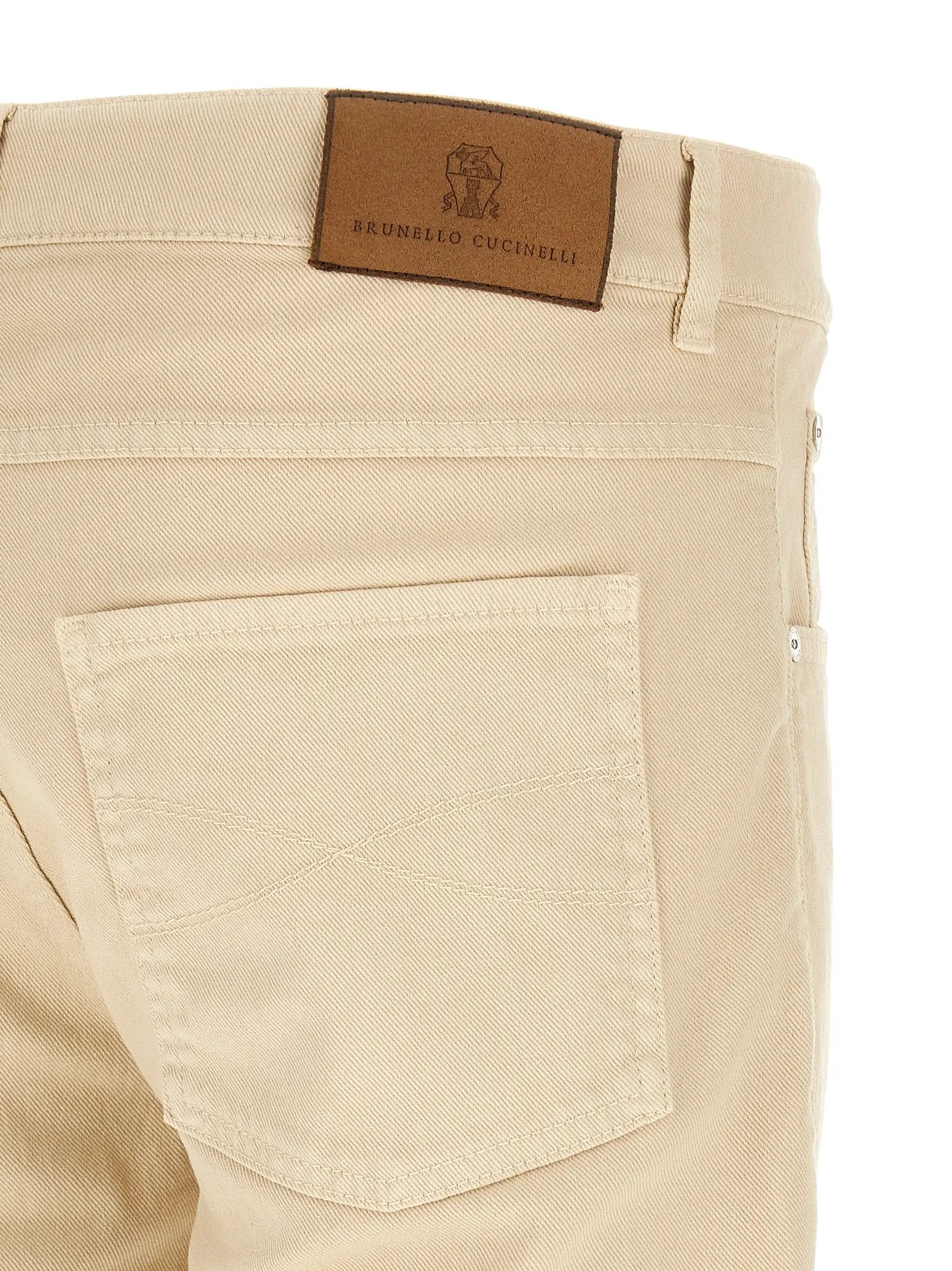 Brunello Cucinelli Jean droit en coton beige