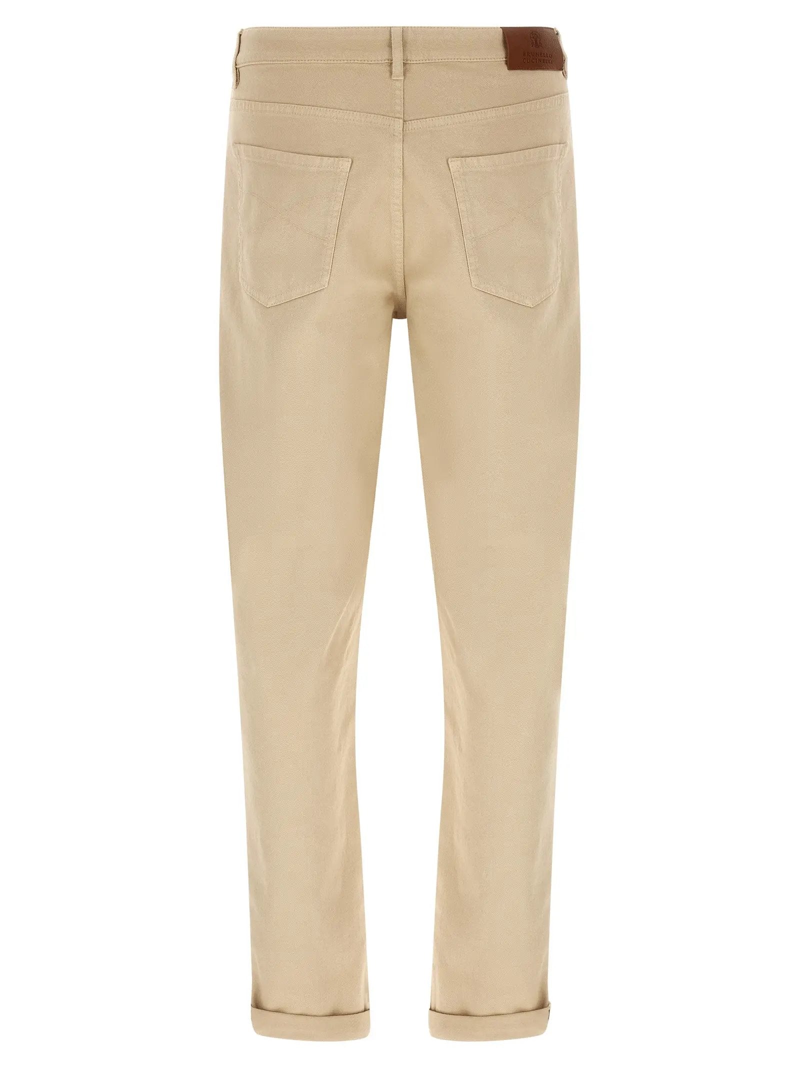 Brunello Cucinelli Beige Cotton Tapered Jeans
