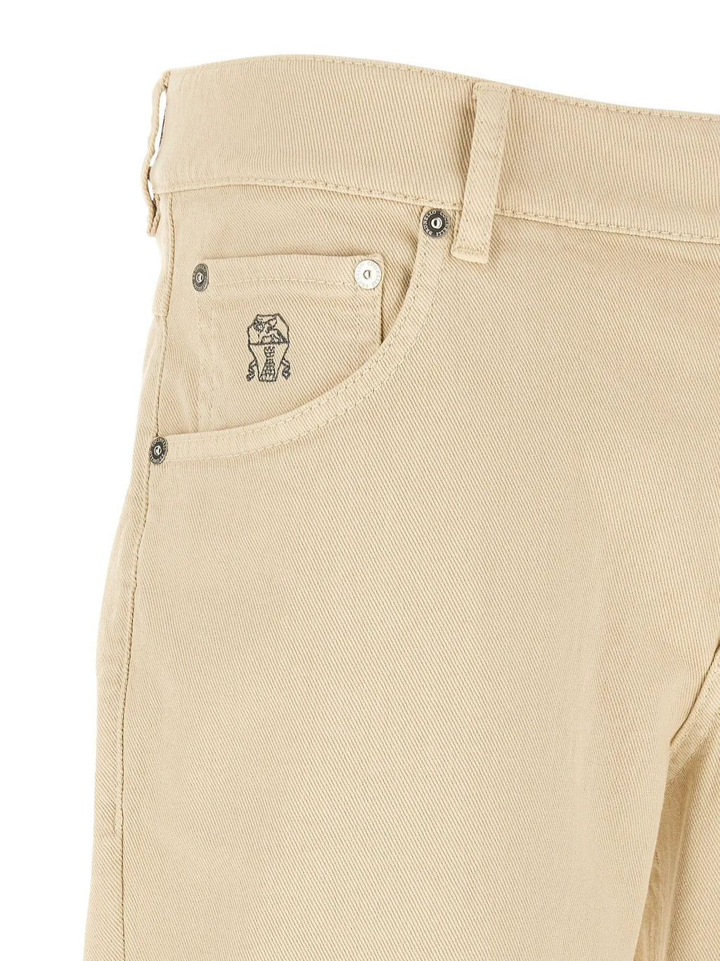 Brunello Cucinelli Jean droit en coton beige