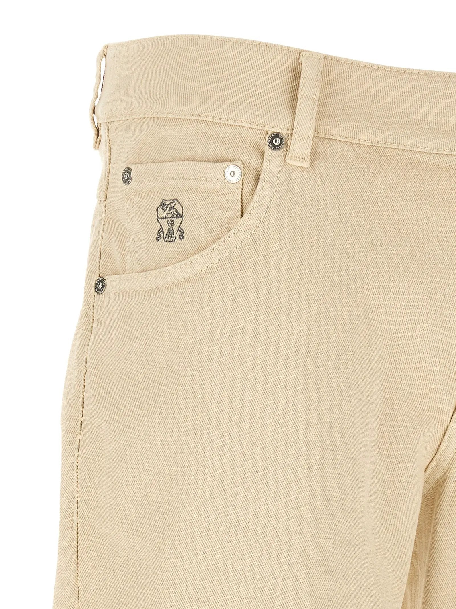 Brunello Cucinelli Jean droit en coton beige