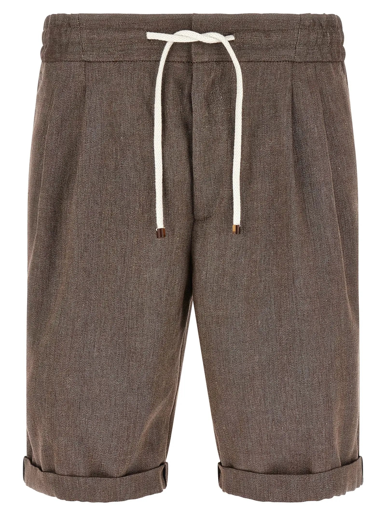 Short bermuda en lin marron Brunello Cucinelli