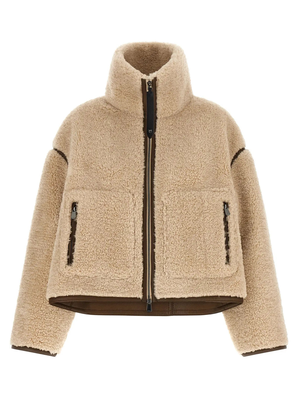 PINKO Beige Polyester Full-Length Jacket