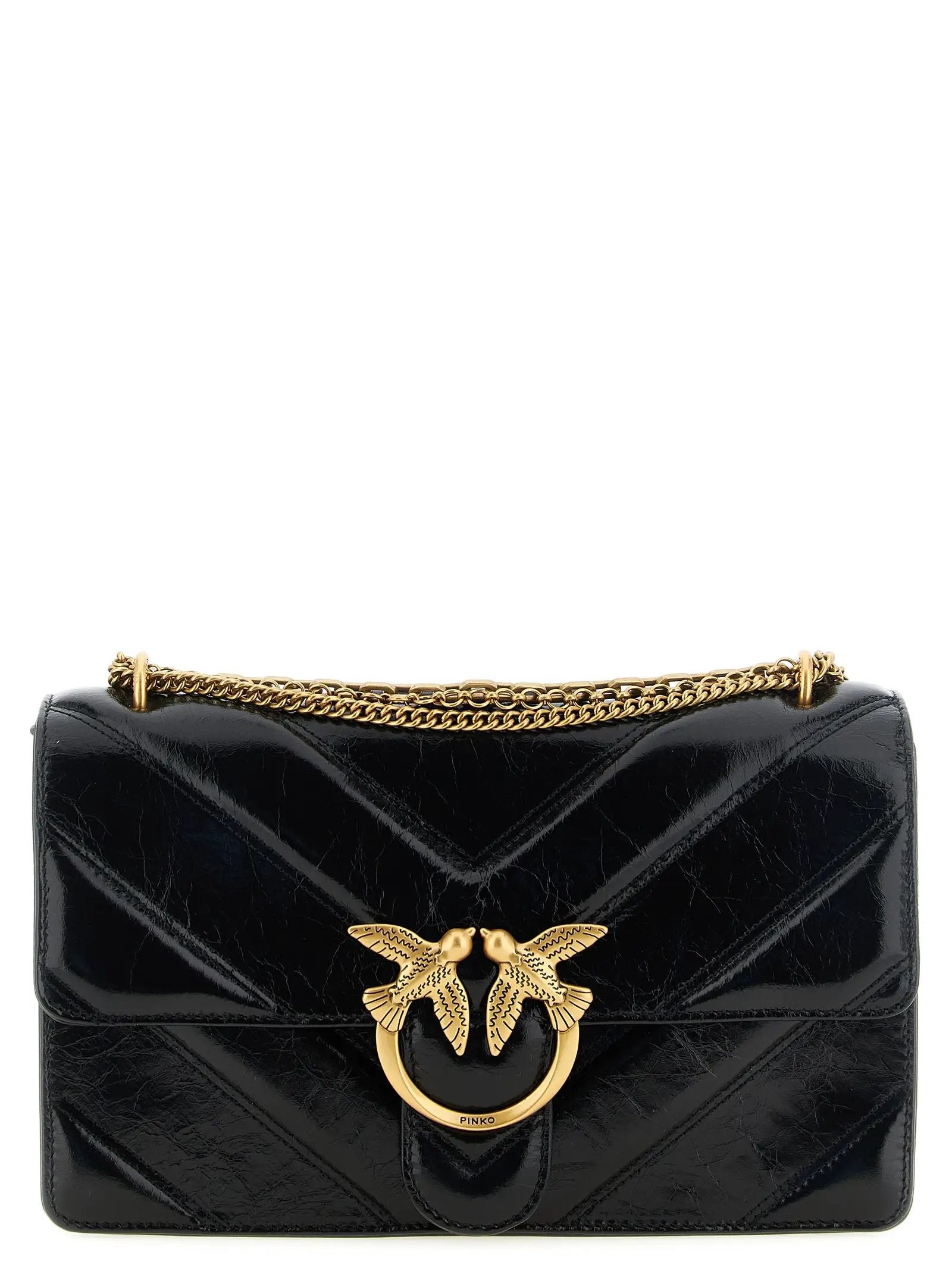 PINKO Black Calfskin Shoulder Bag