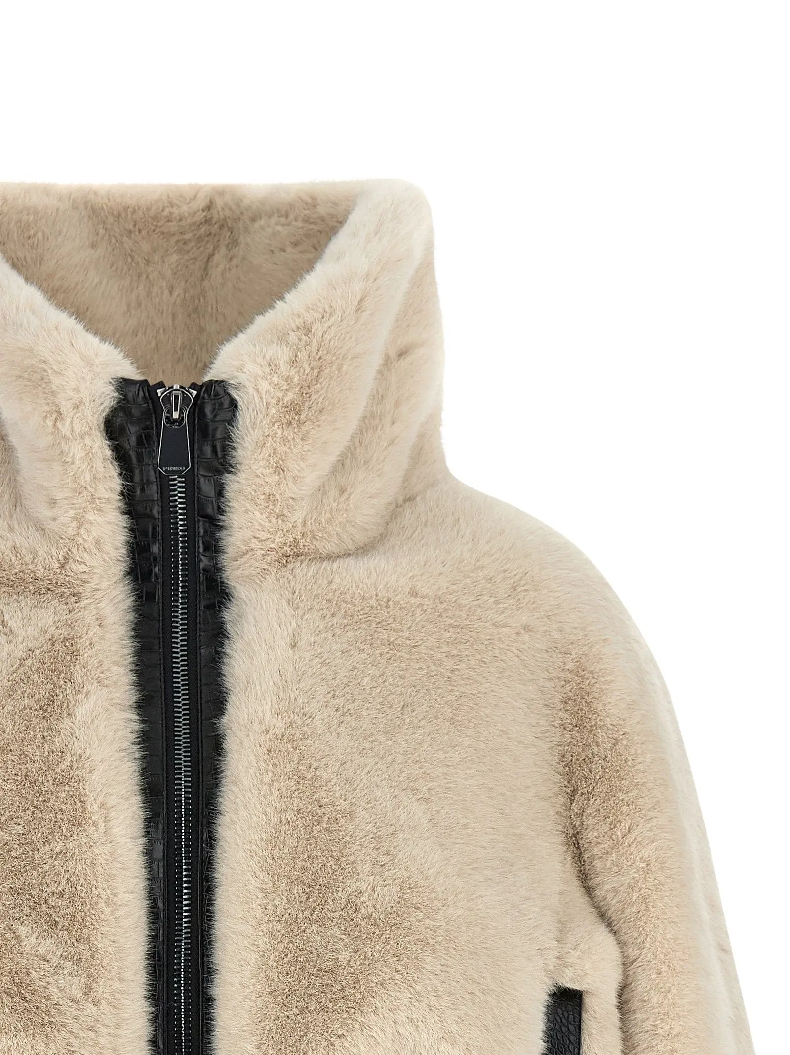 PINKO Beige Polyester Full-Length Jacket