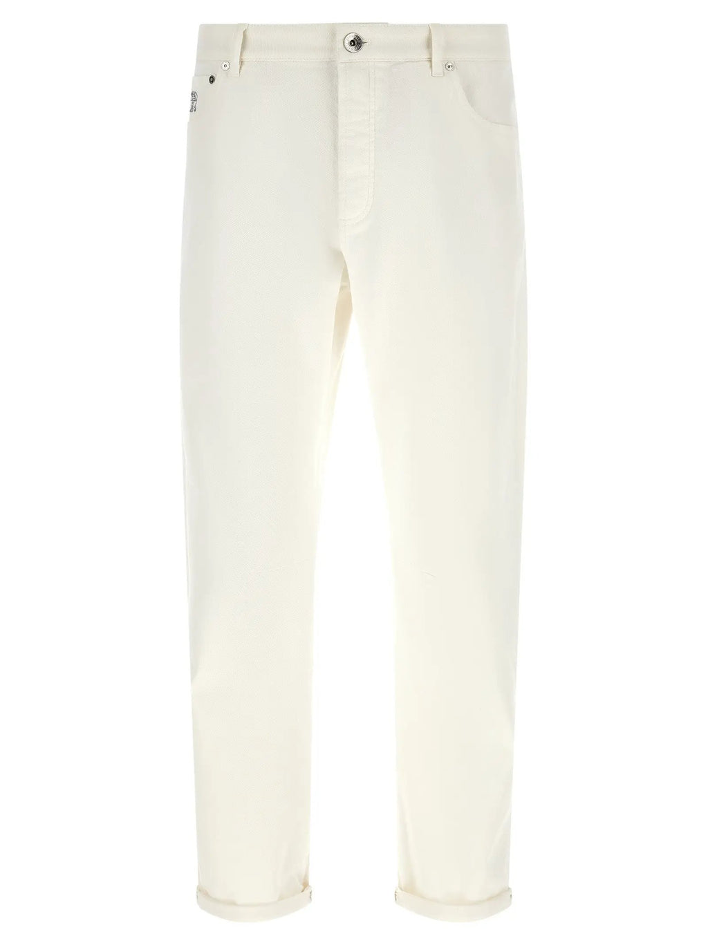 Brunello Cucinelli White Cotton Cropped Jeans