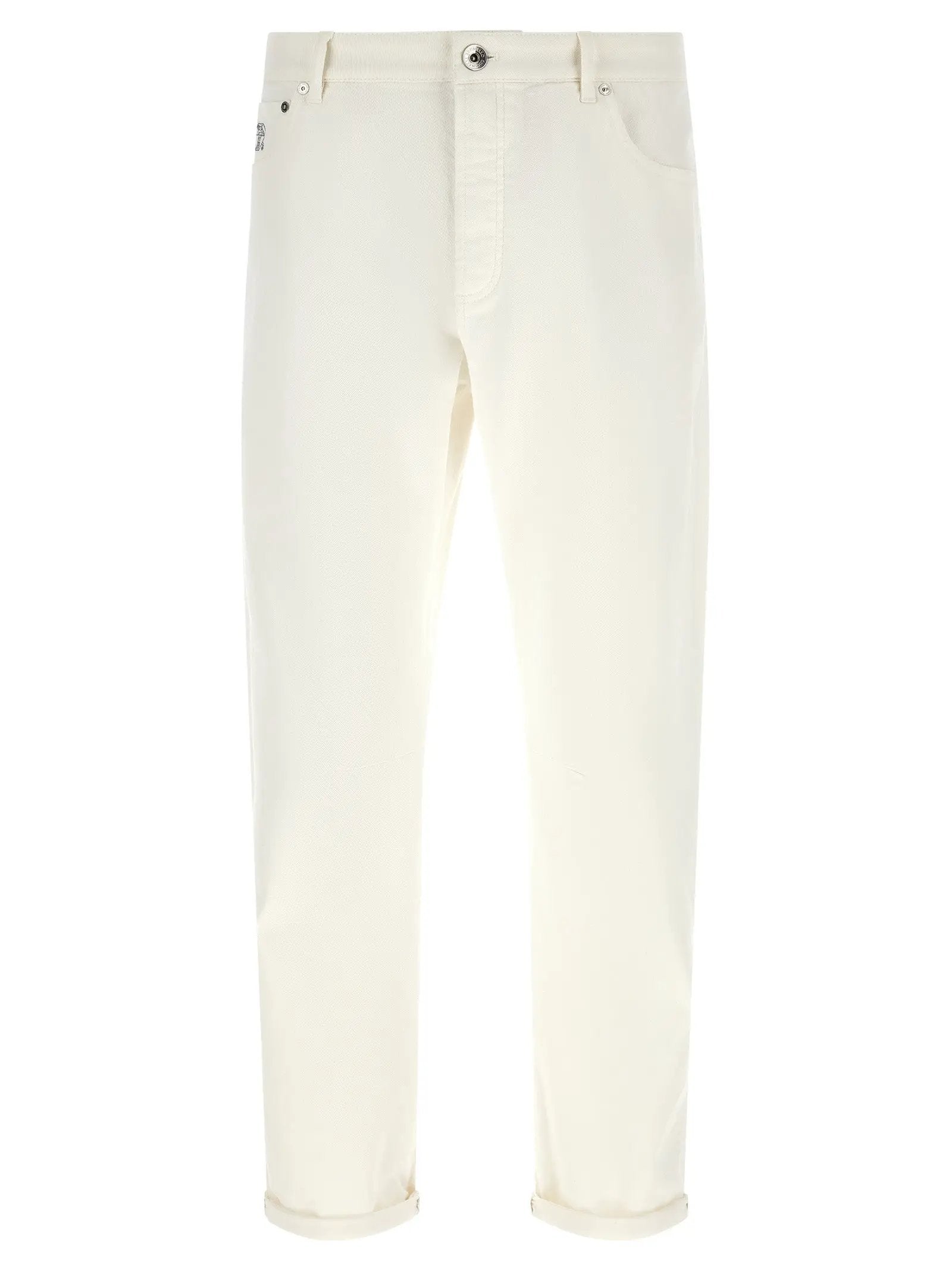 Brunello Cucinelli White Cotton Cropped Jeans