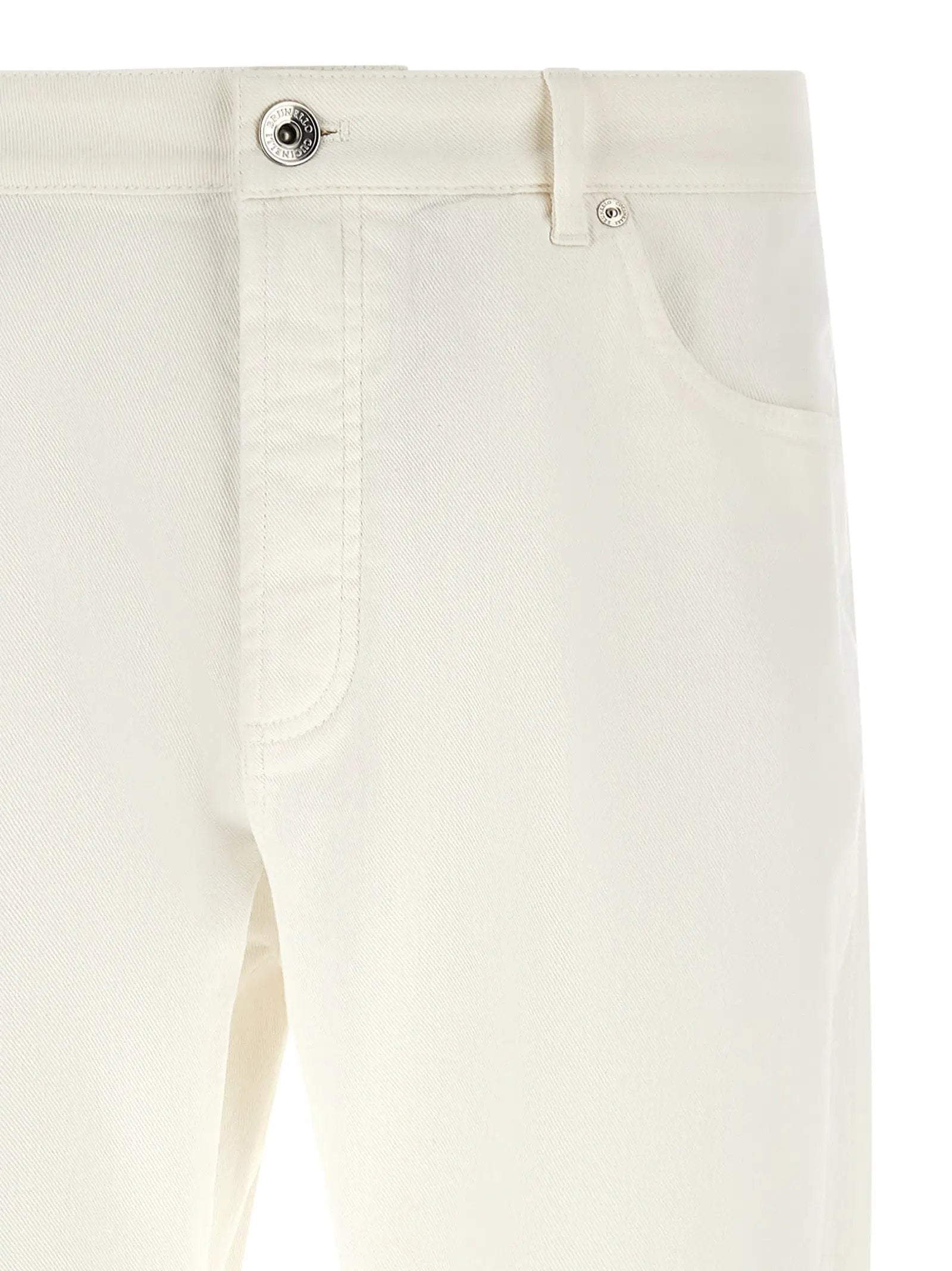 Brunello Cucinelli White Cotton Cropped Jeans