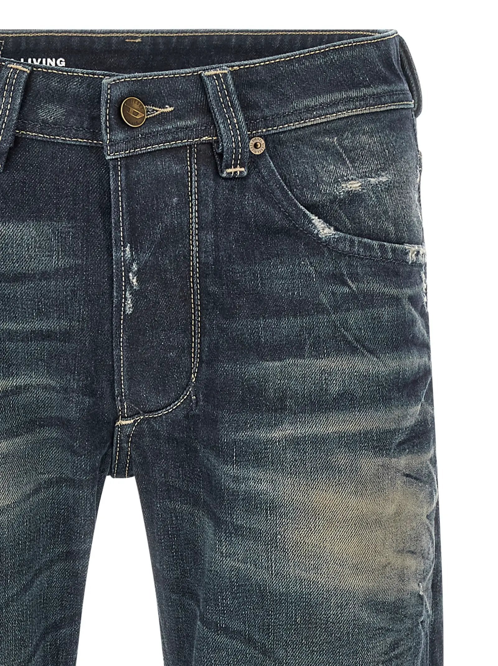 Jean droit en coton bleu Diesel