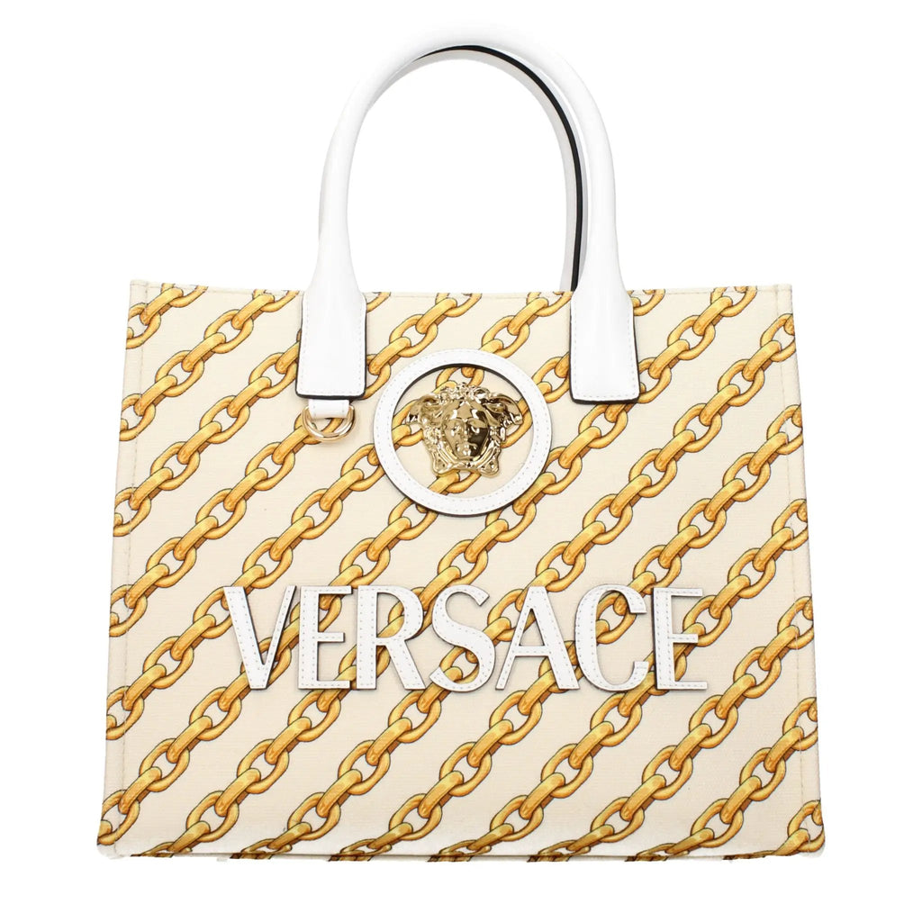 Versace Beige Fabric Handbag