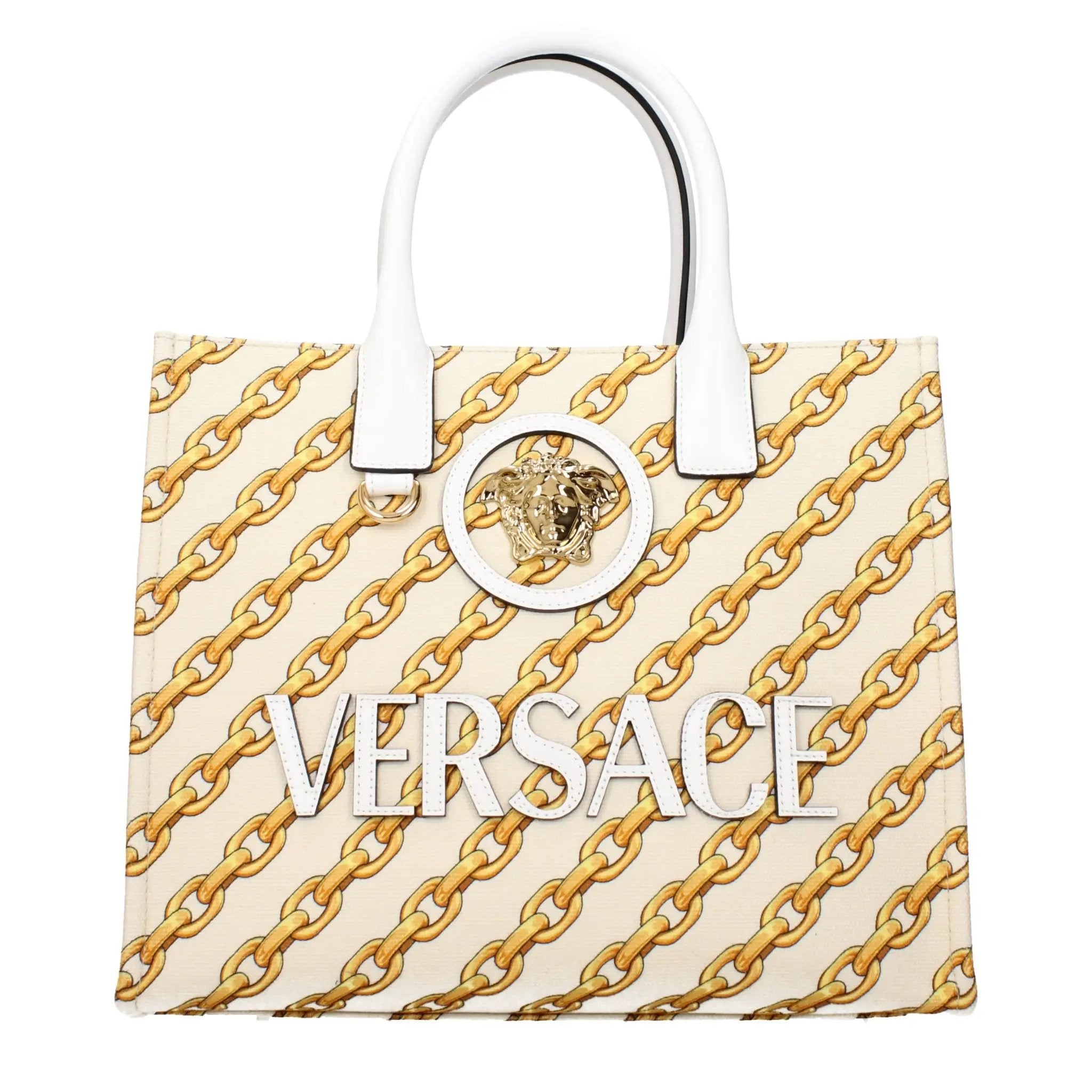 Versace Beige Fabric Handbag