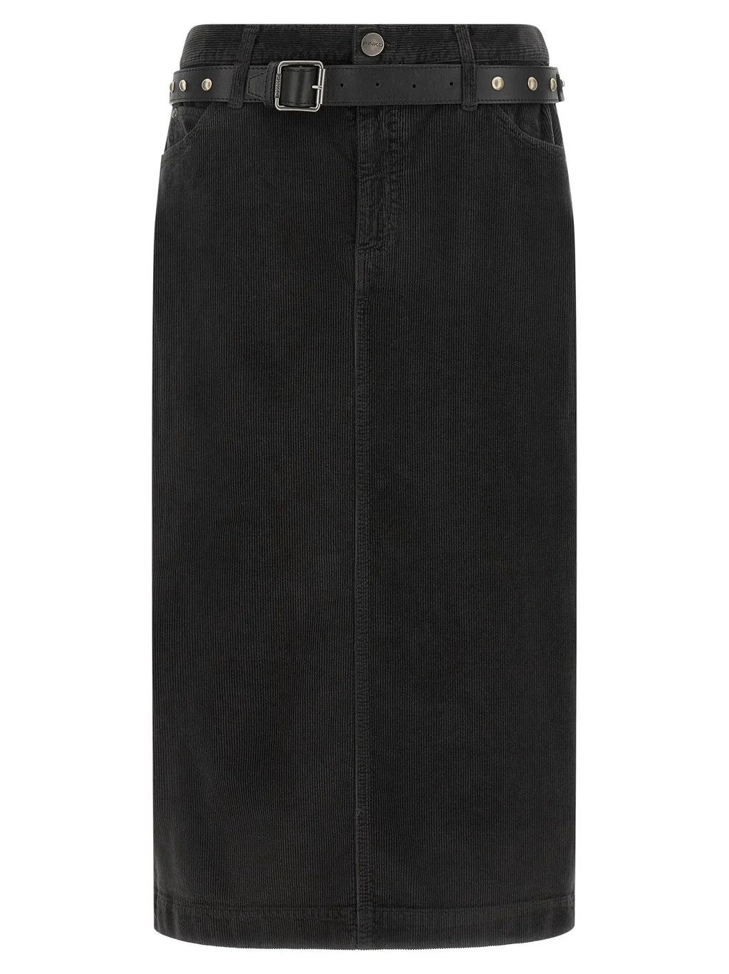 PINKO Black Cotton Midi Skirt