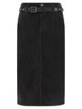 PINKO Black Cotton Midi Skirt