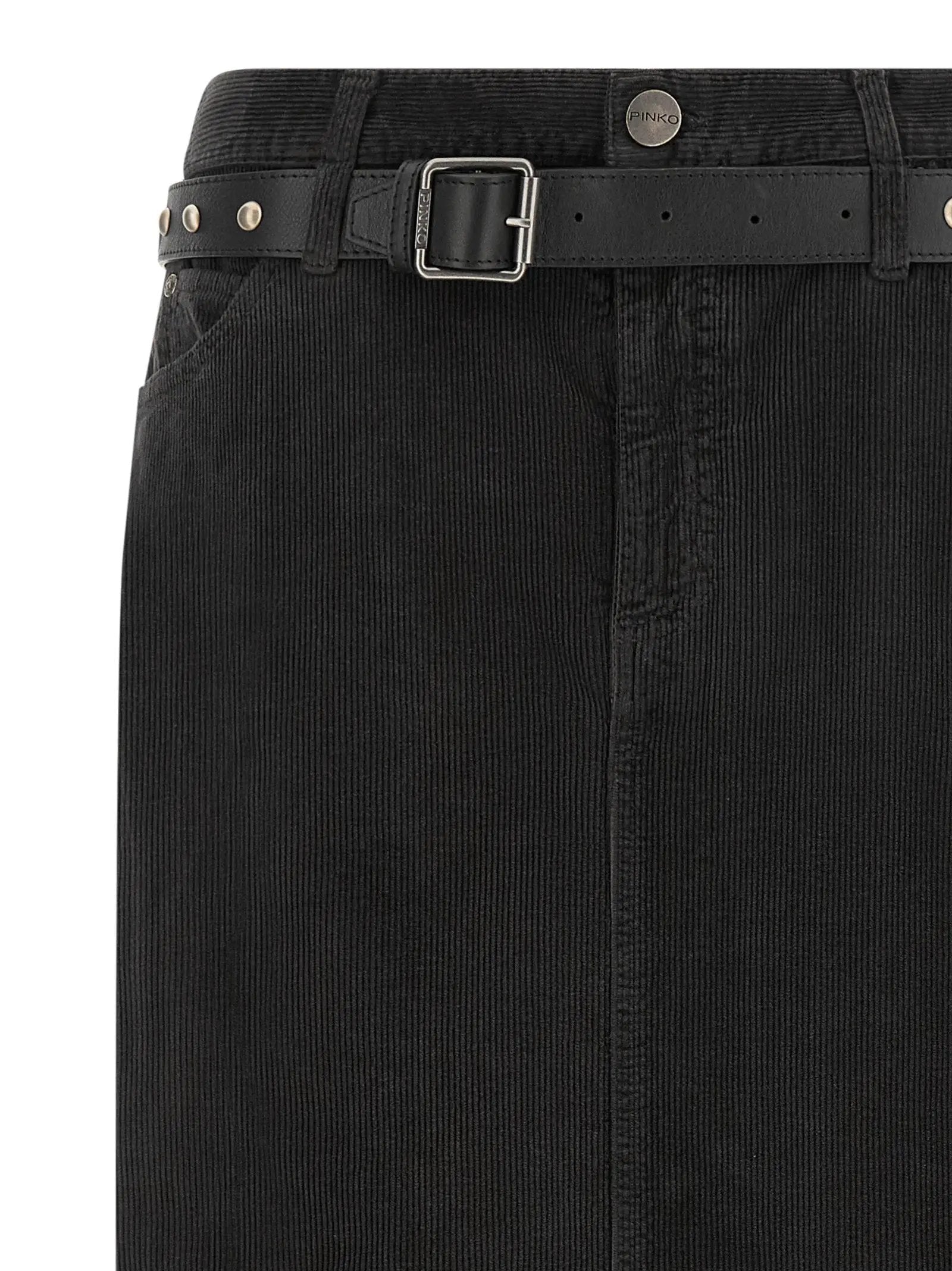 PINKO Black Cotton Midi Skirt