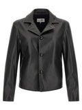 MM6 Maison Margiela Black Polyester Leather Jacket